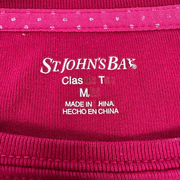 St. John's Bay Women's Petite Classic Tee T-Shirt Size M Pink - Picture 2 of 4